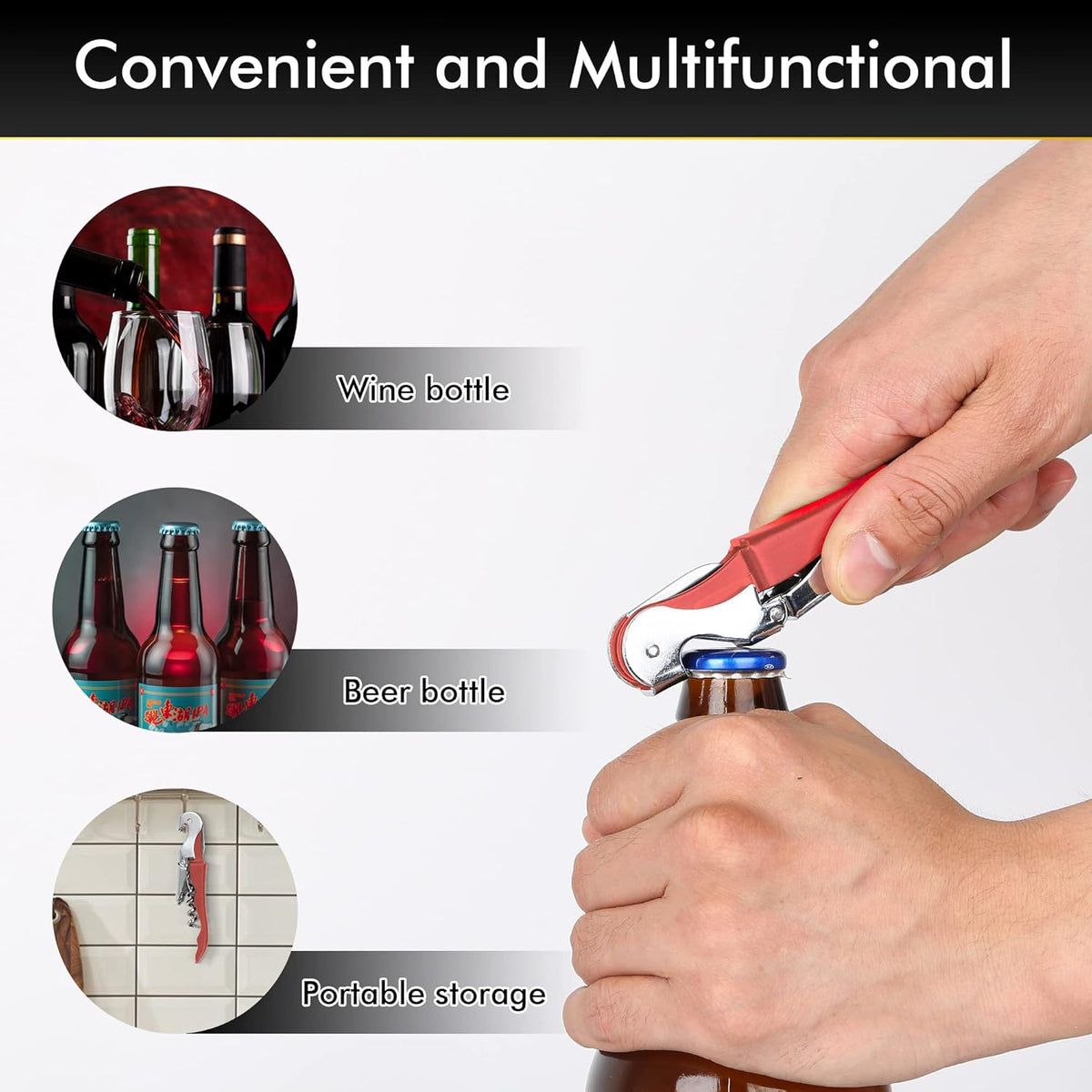 Professional Waiter Corkscrew Wine Openers Set, Heavy Duty Stainless Steel Hinges Wine Key for