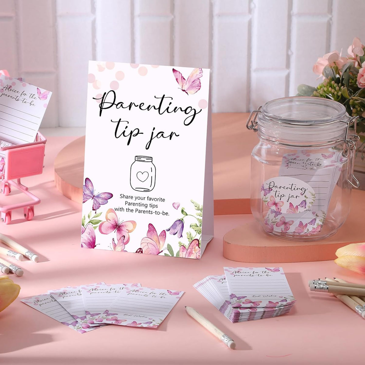 Roowest Baby Shower to Baby Advice Cards for New Parents to Be - Tip Jar Sign for New Parents 60