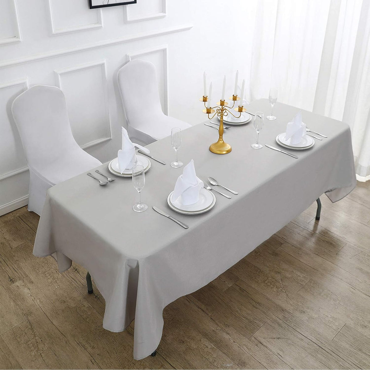 Rectangle Tablecloth 90x156 inch Washable Polyester Fabric Table Cloth for Wedding Party Dining