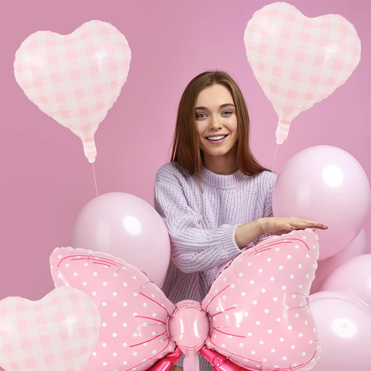 36 Inches Bow Foil Balloon Huge Bowtie Pink Balloon for Baby Shower, Wedding, Kids Theme Party