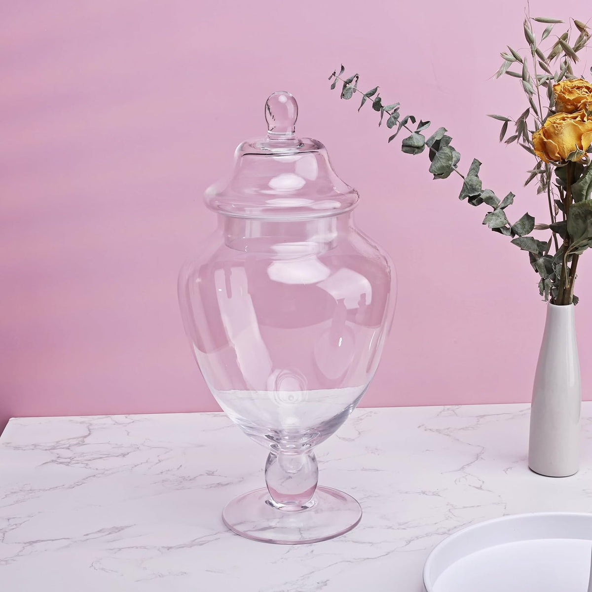 Glass Apothecary Jars with Lid, Clear Glass Candy Jar for Candy Buffet, Decorative Glass Jar for