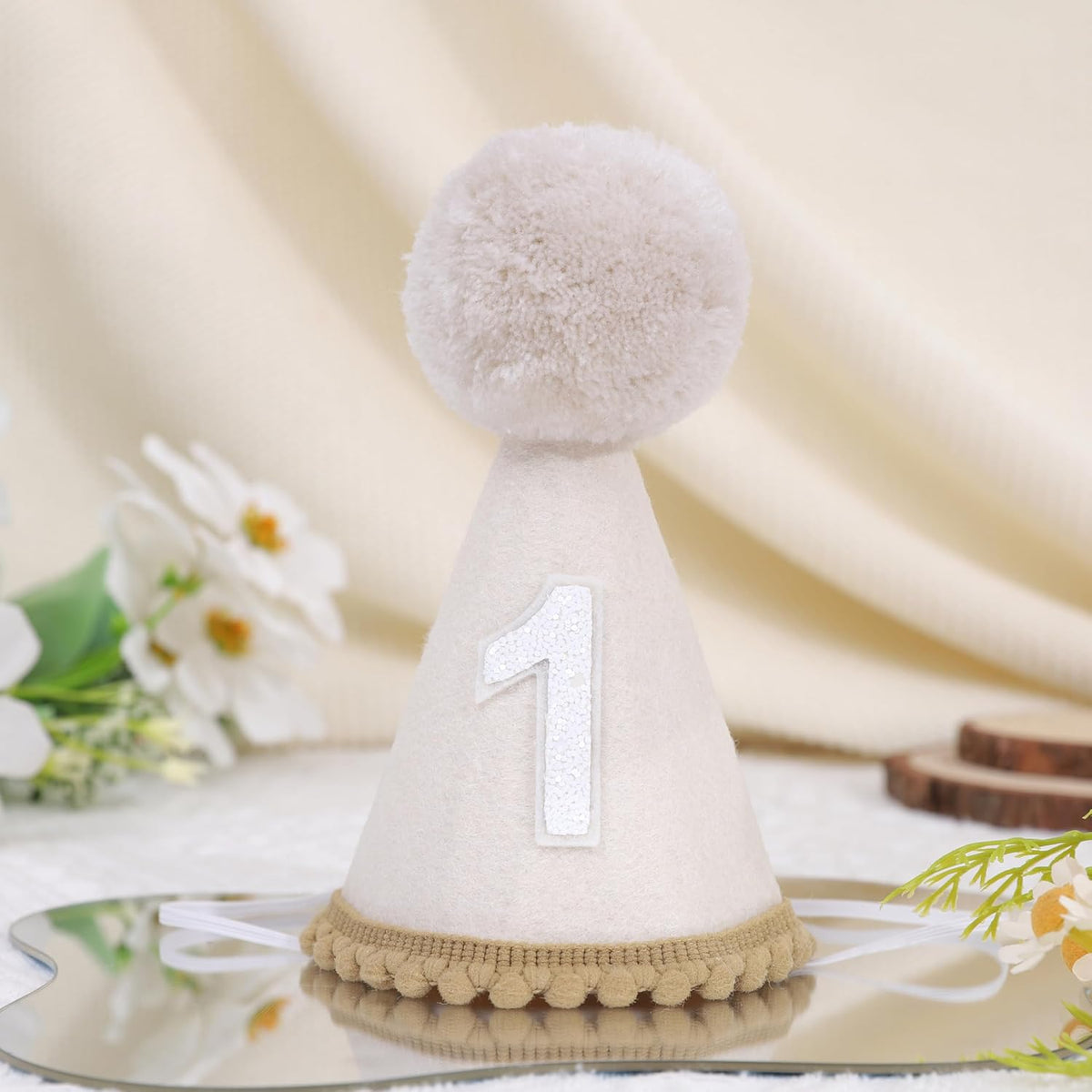 MAMUXI Natural Boho Birthday Hat - 1st Birthday Hat,Natural Boho First/1st Birthday