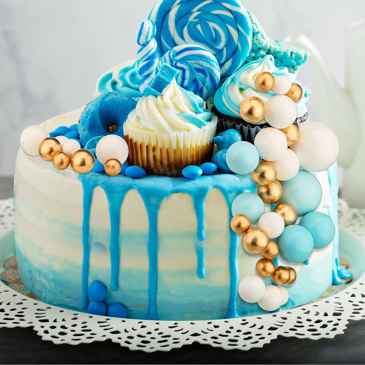 108 Pcs Balls Cake Topper DIY Cupcake Insert Foam Balloons for Cake Baking Wedding Anniversary
