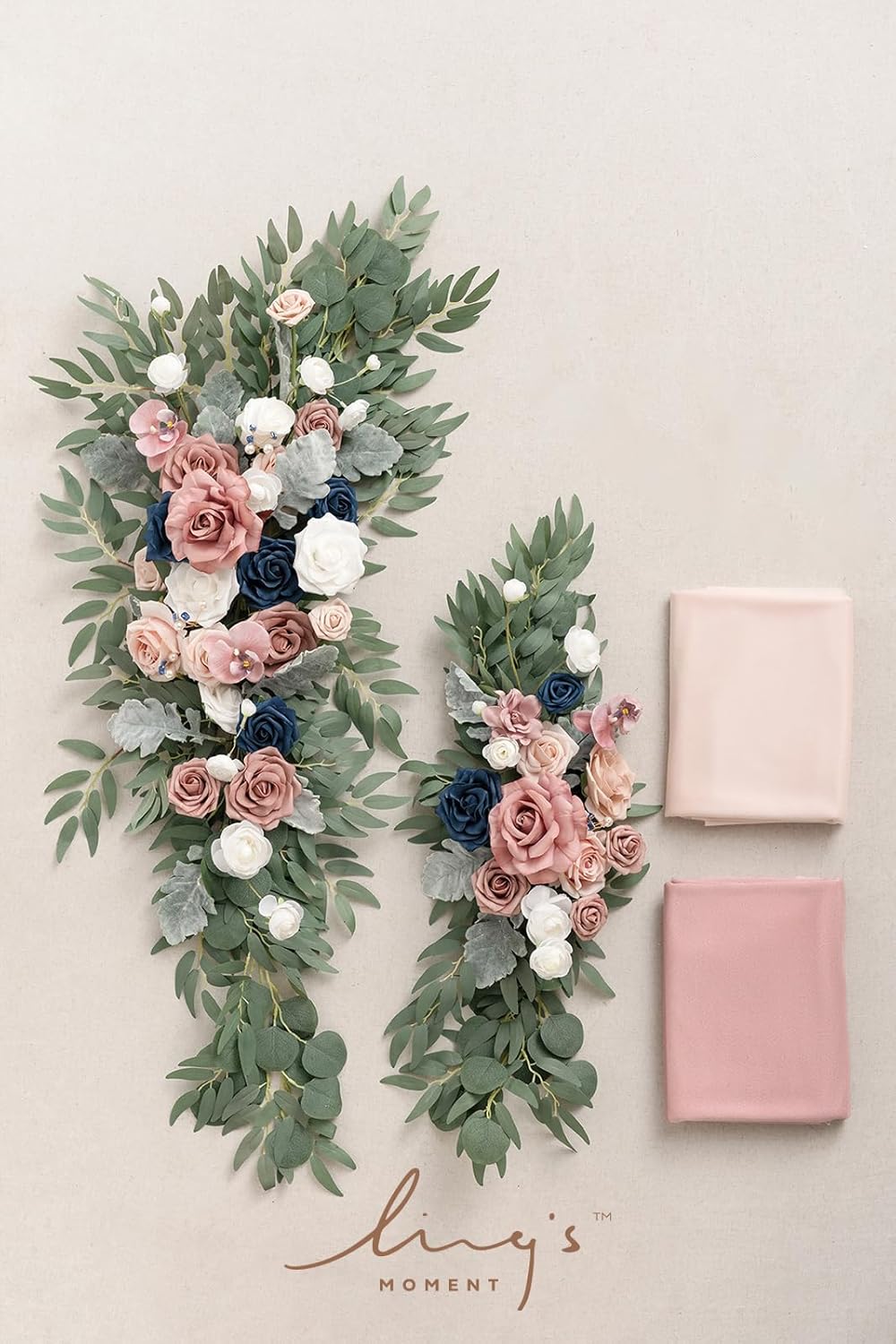 Ling's Moment Pink Blue Artificial Wedding Arch Flowers Kit Pack of 4, 2pcs Hanging Flower