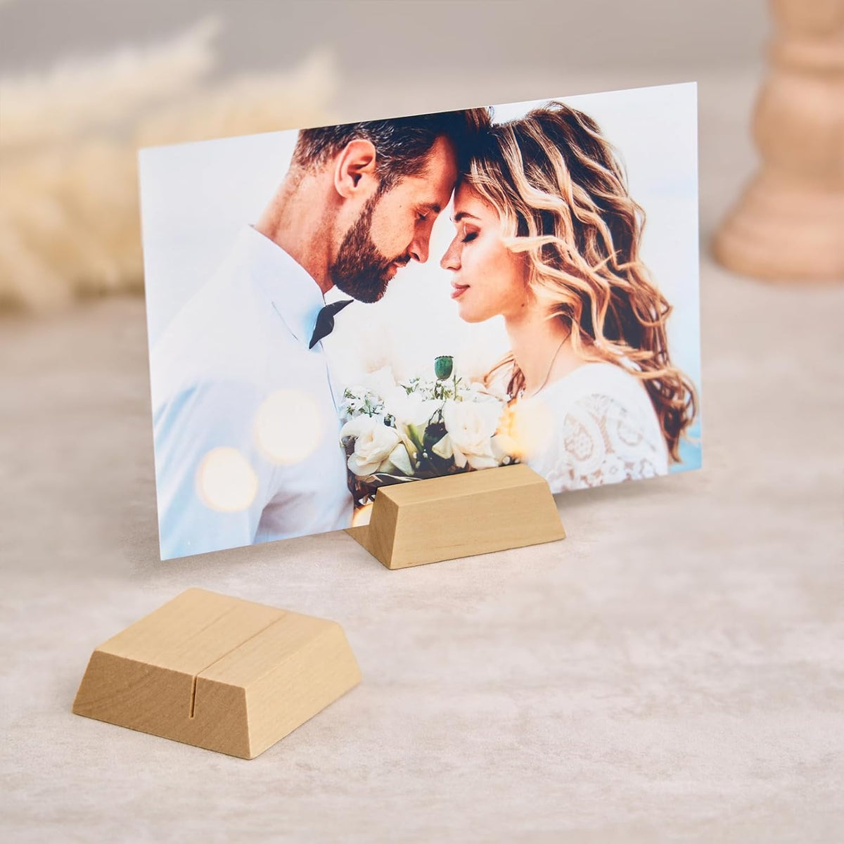 UNIQOOO Elegant Birch Wood Stand |1.2mm Slot, for Wedding Table Number Cardstock, Place Card