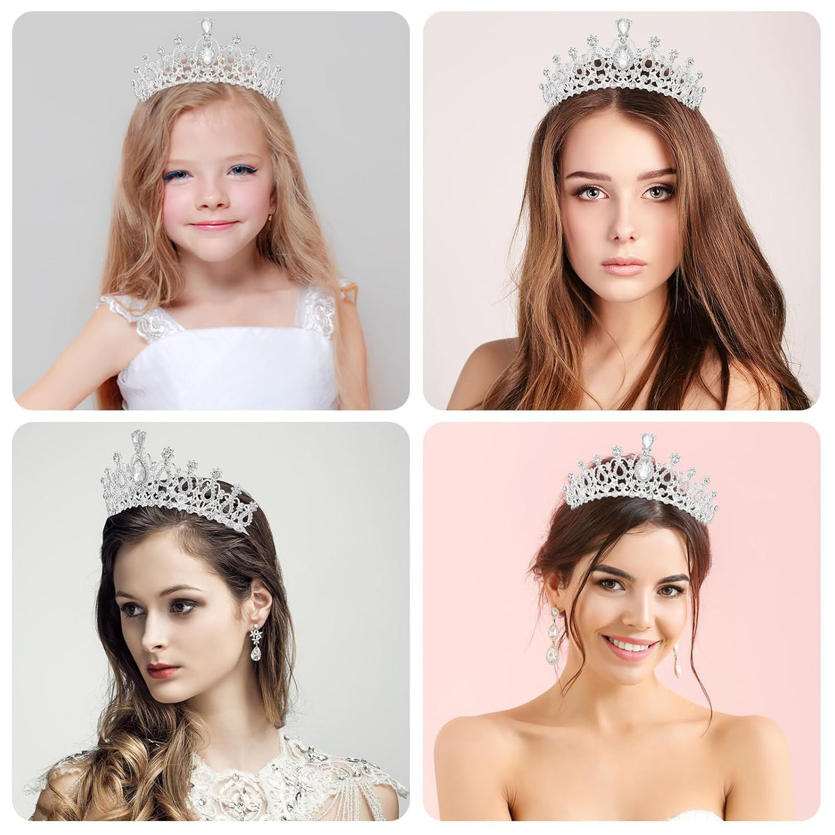 Makone Crowns for Women Princess Tiaras for Girls Queen Crown and Comb Tiara for Wedding Birthday