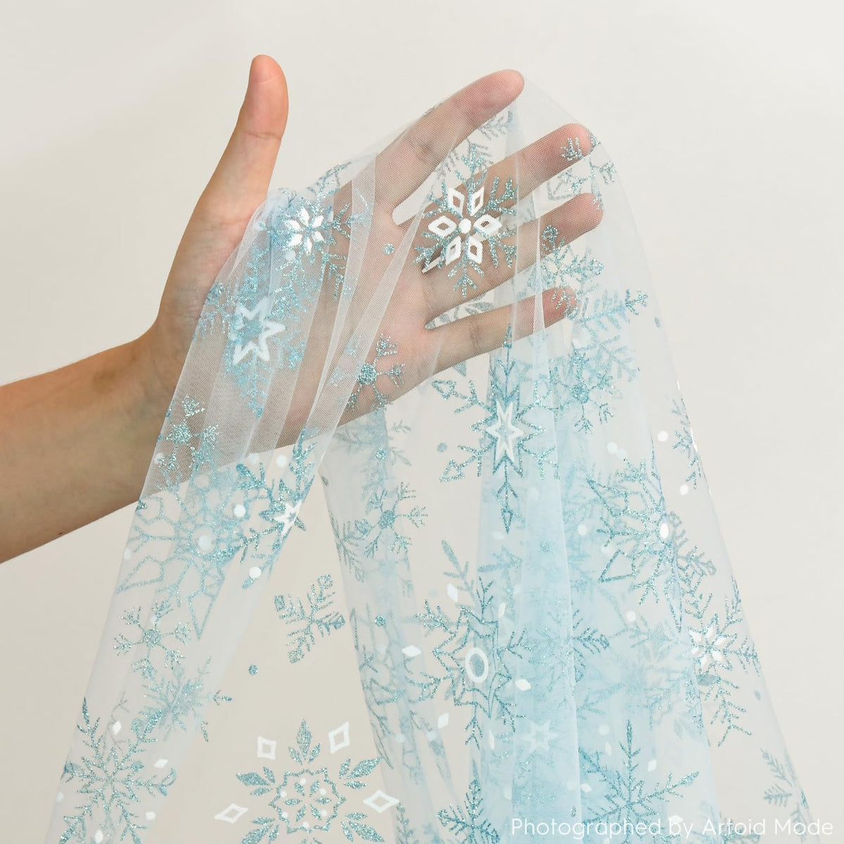 Artoid Mode Blue Snowflakes Christmas Gauze Table Runner 120 Inch 10FT, Winter Seasonal Sheer