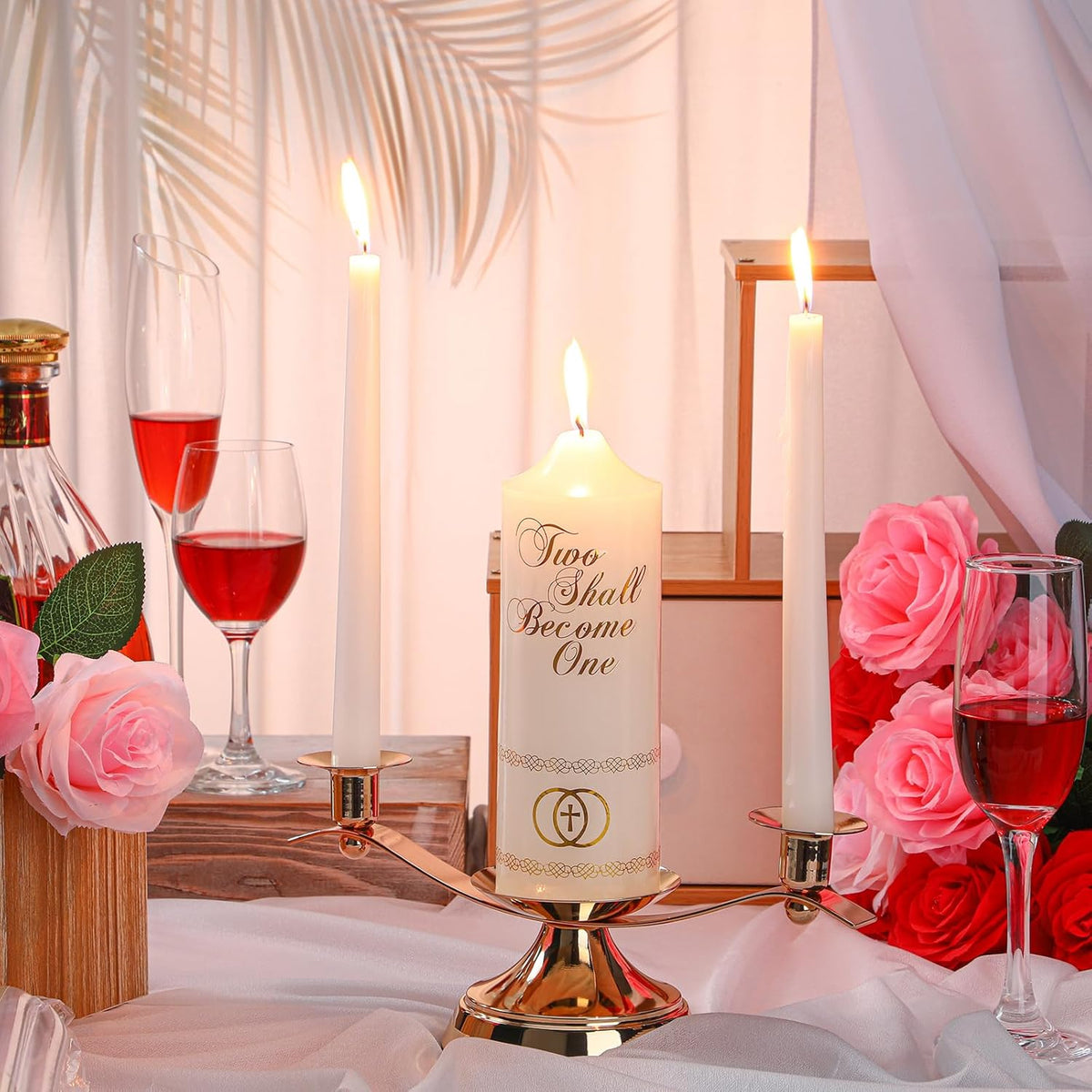 Irenare Unity Candles with Holder for Wedding Ceremony Wedding Decortions Accessories Glass Candle