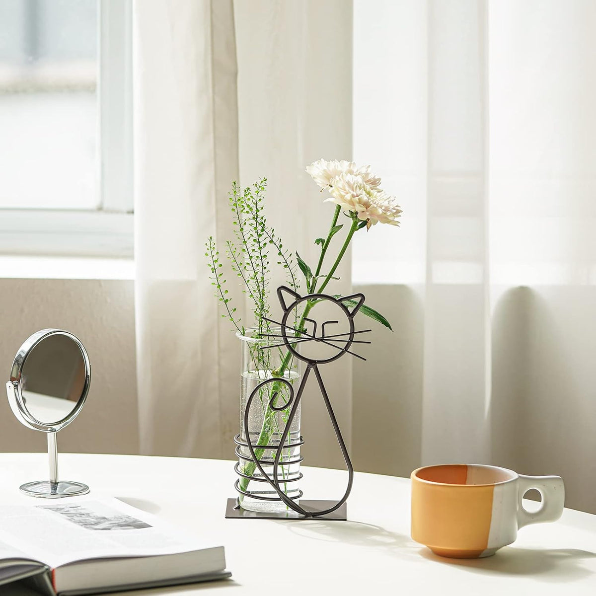 Marbrasse Desktop Glass Planter Hydroponics Vase,Planter Bulb Vase with Holder for Home