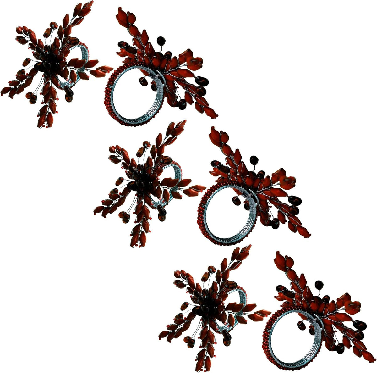Napkin Rings Set of 12 for Dining Table Decoration Parties Everyday Metal Napkin Holder Leaf Wine