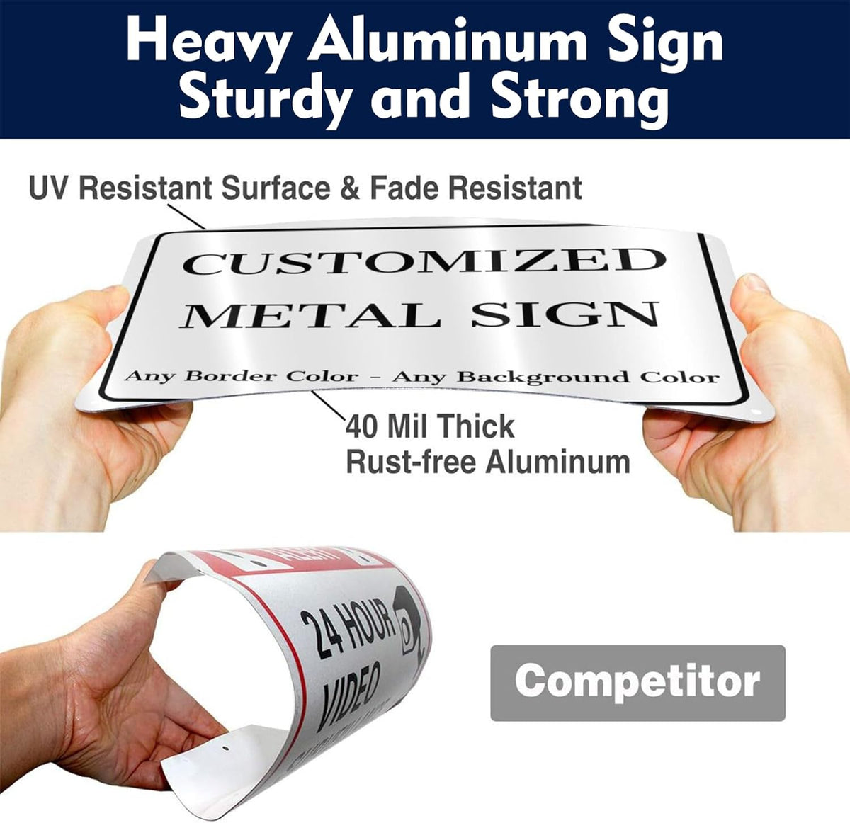 Custom Signs Outdoor Metal - 12 x 8 Personalized Aluminum Rust-Proof Entrance Garden Hazard