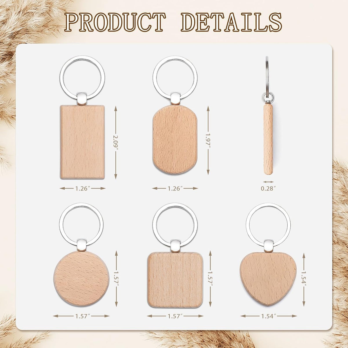 Custom Engraved Wooden Keychain 1-1000Pcs, Personalized Wood Keychains Bulk, Customized Your LOGO &