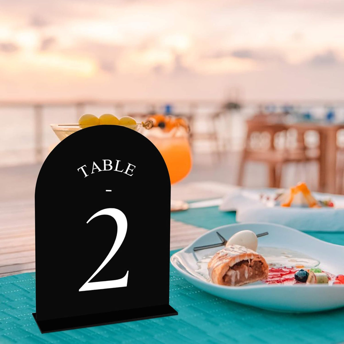 JOYIT Arch Wedding Table Numbers 1-20 with Stands – Double-Sided Printed 5" X 7" Acrylic Table
