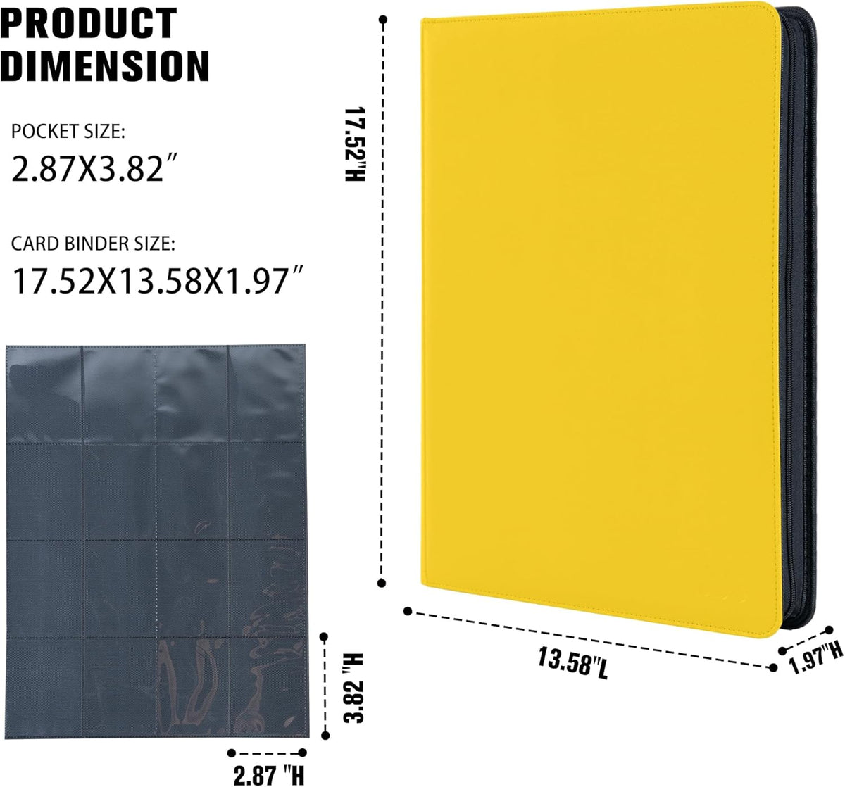 Premium 1000+ Pockets Card Binder,16 Pockets Trading Card Binder Ringless Side Loading Trading Card