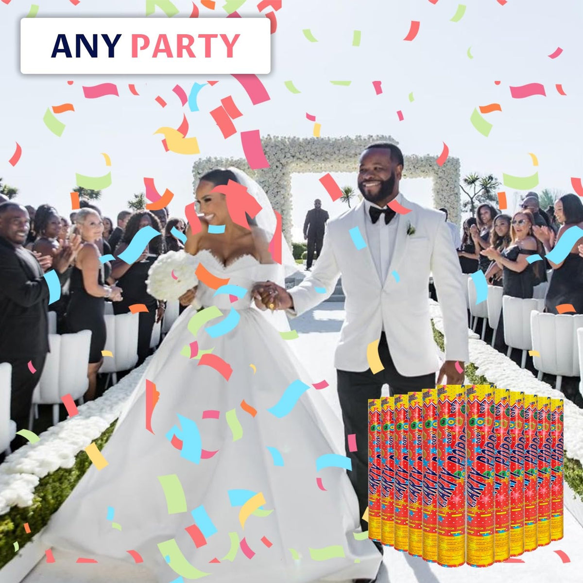 12Pack Confetti Cannon Multicolor Party Confetti Shooters Biodegradable Confetti Poppers 12Inch