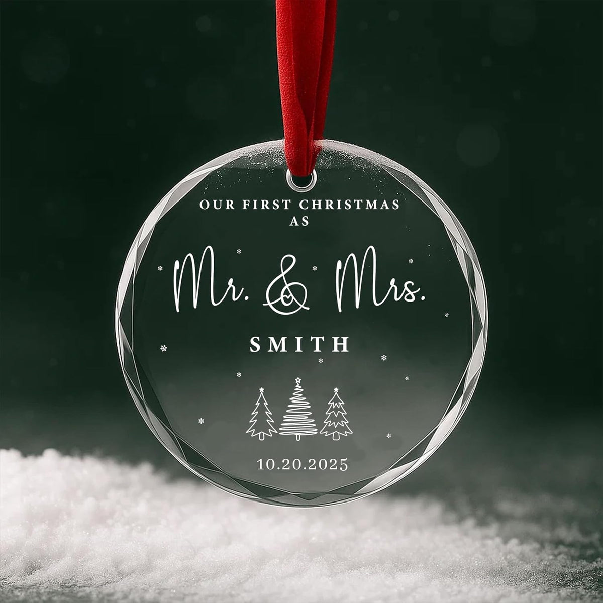 Personalized Glass Ornament 2025 for Married Couples with Name, Custom Wedding Keepsake Gift for