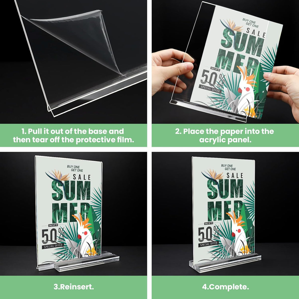 Acrylic Sign Holder 4x6, 24 Pack Clear Table Menu Vertical Clear Table Double Sided Flyer Display