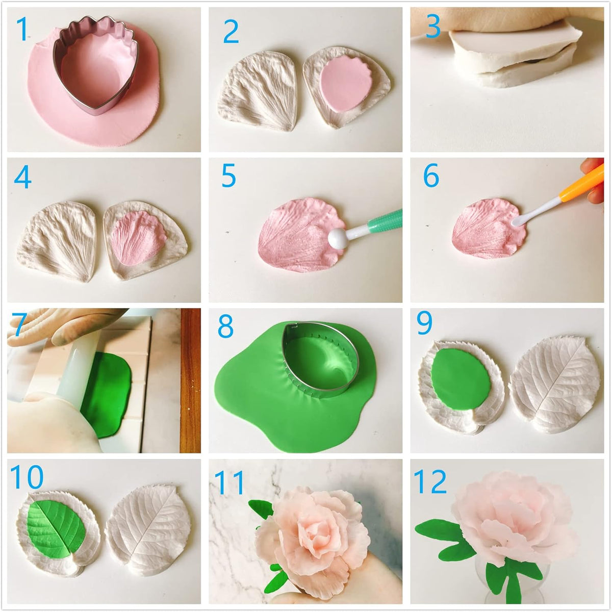 7set Stainless Steel Gum Paste Flower Cutter Flower Petals Cutter Fondant Sugar Paste Cutter Molds