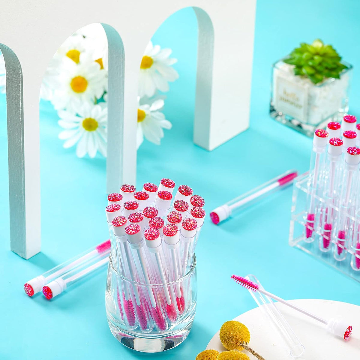 80 Pieces Disposable Mascara Brushes Tubes Set, 40 Pieces Empty Mascara Wand Tube with 40 Pieces