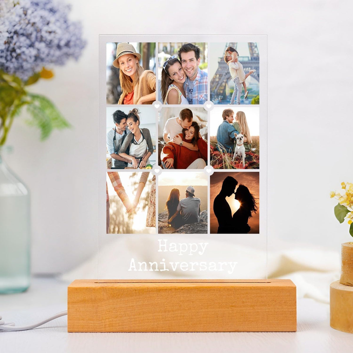 Personalized Anniversary Couple Gifts for Women and Men, Custom Picture Frames with Photo