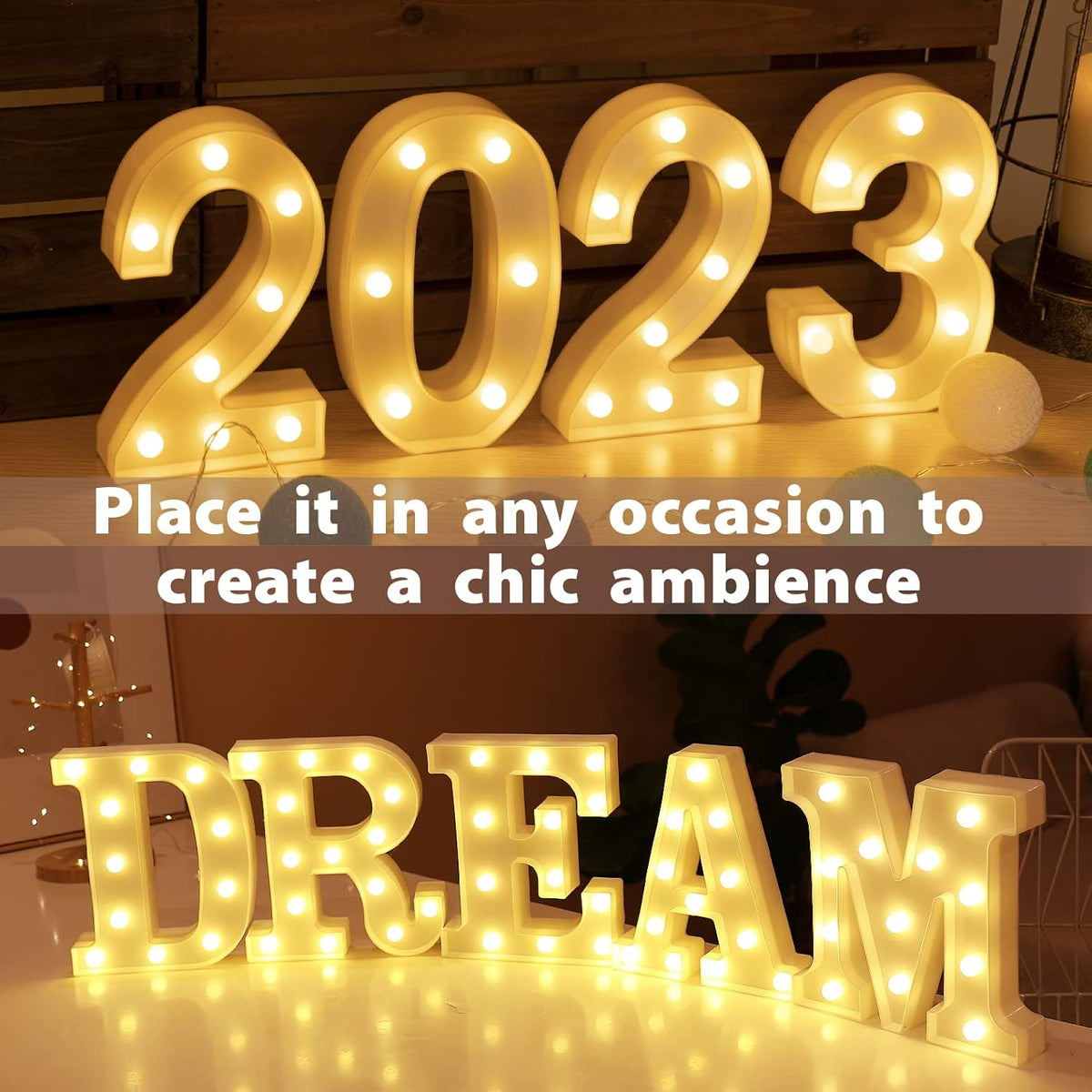 HXWEIYE Light Up Numbers-2, LED Marquee Number Lights Sign 26 Alphabet and 10 Number Big Light Led