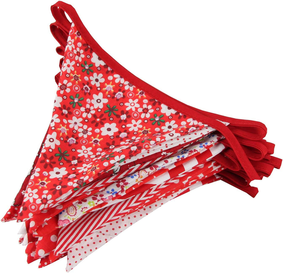 10M/32Ft Triangle Bunting Banner, 36 Pcs Cotton Fabric Flags Pennant Garlands for Birthday Party