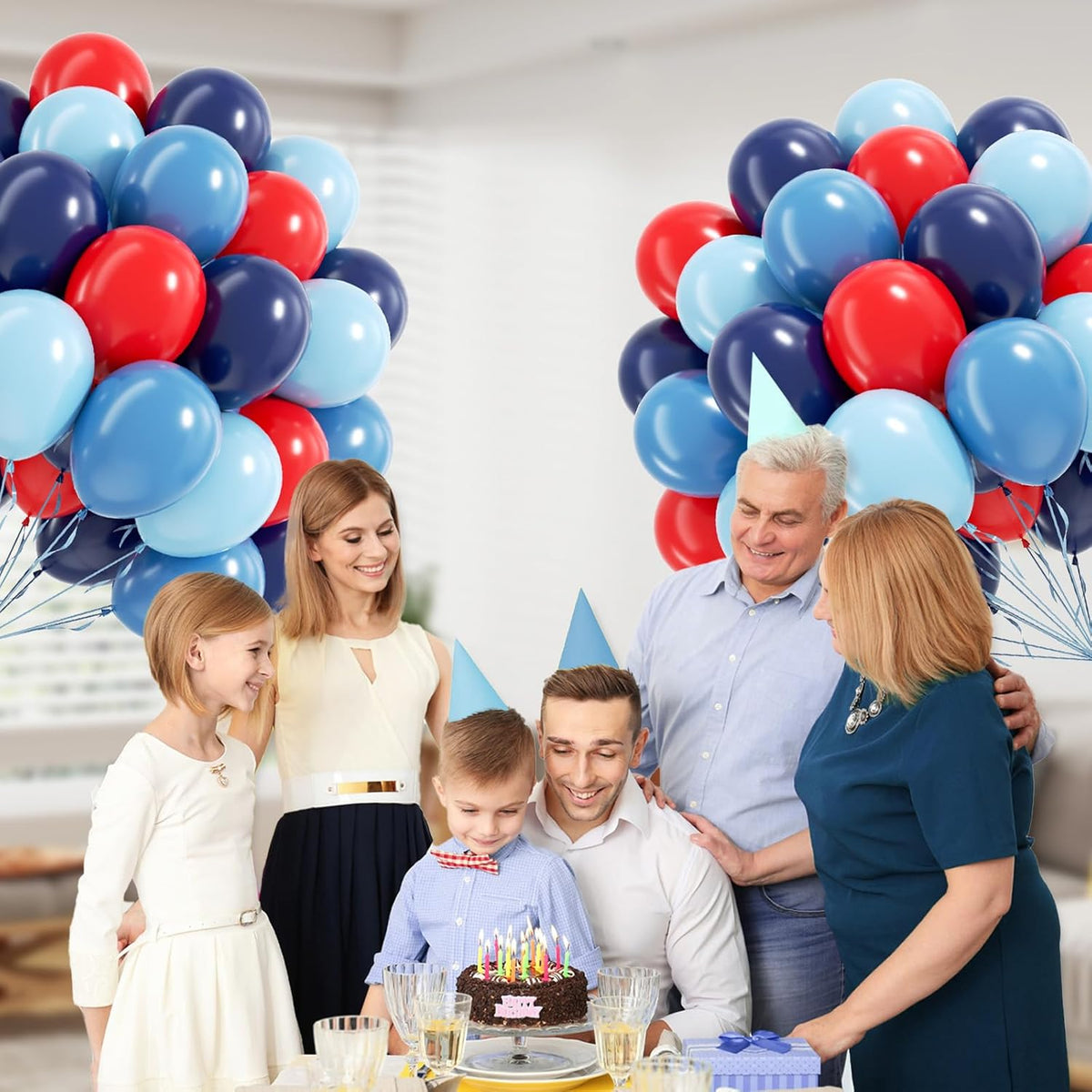 60pcs Red and Blue Balloons 12inch with Navy Slate Dusty Blue Red Balloons for Baby Shower Birthday