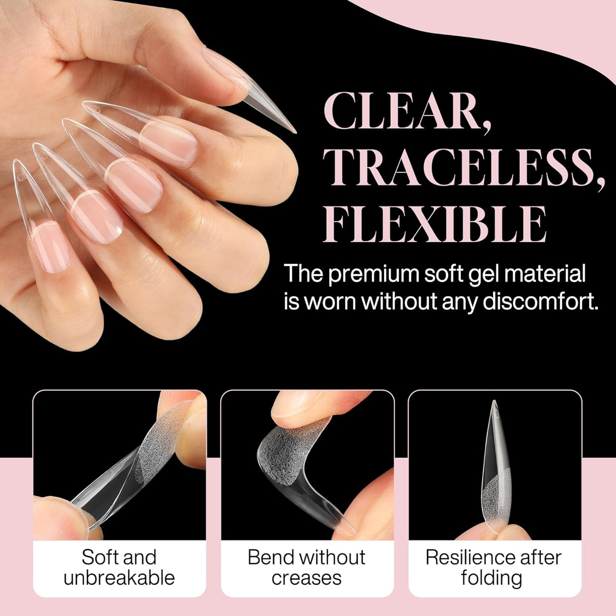 Long Stiletto Nail Tips: 240pcs Long Almond Matted Stiletto Gel Nail Tips No C Curve False Acrylic