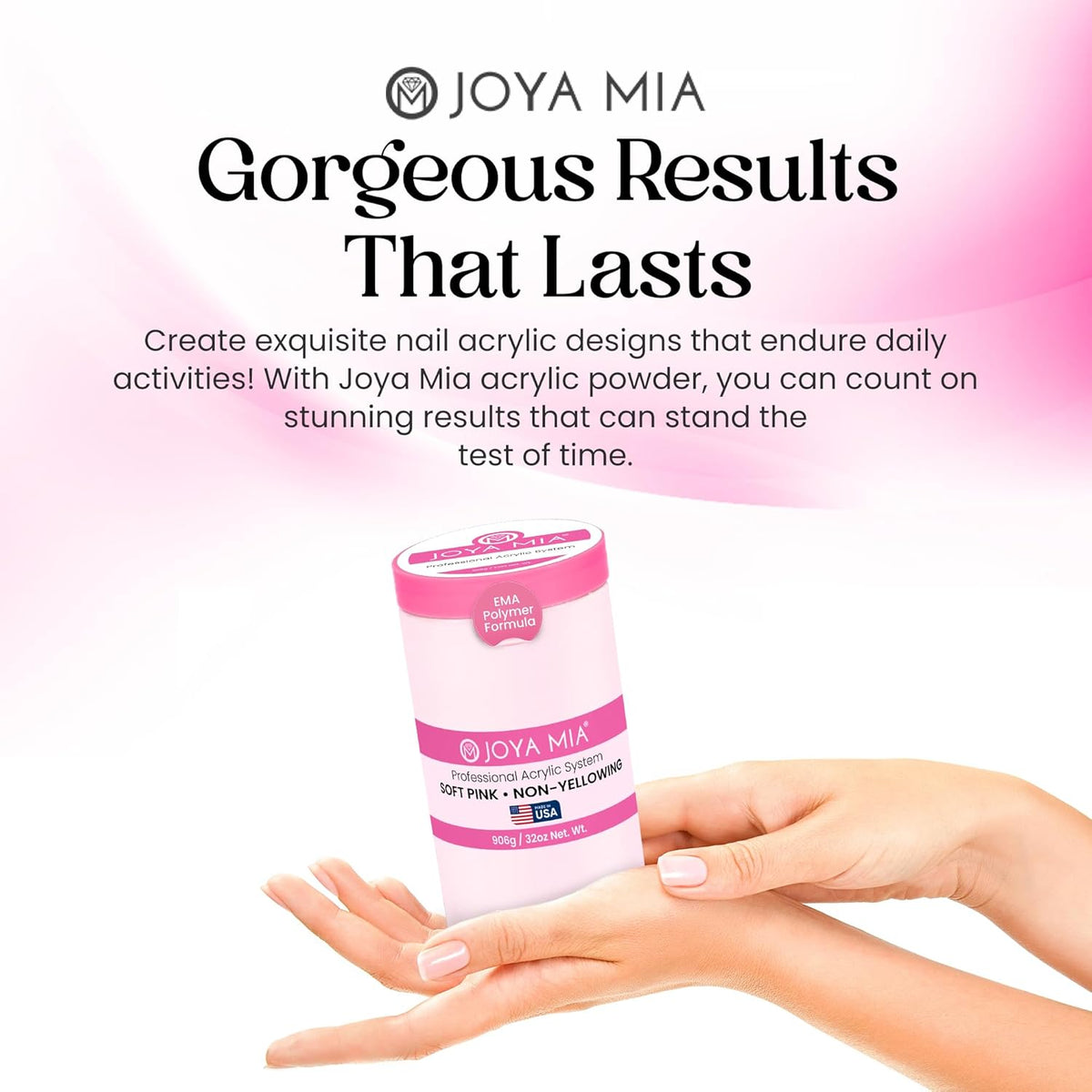 Joya Mia Acrylic Powder for Nails, MMA-Free, Super Adhesion Professional Powder for Flawless &