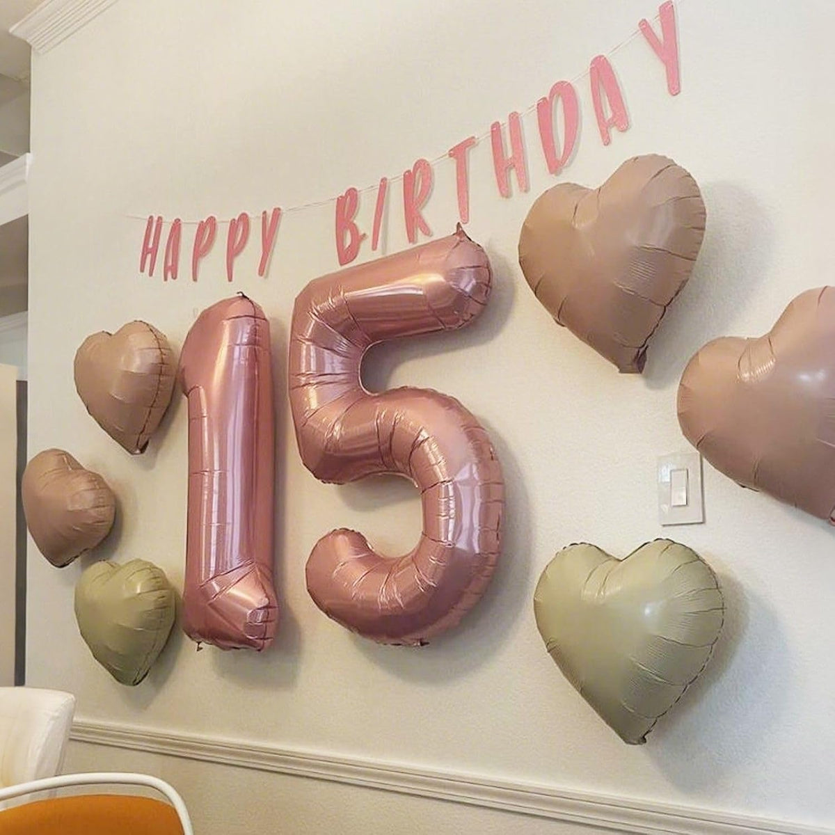 Baby Pink White Heart Balloons,12Pcs 18 Inch Light Pink Cream Foil Love Heart Shaped Balloons for