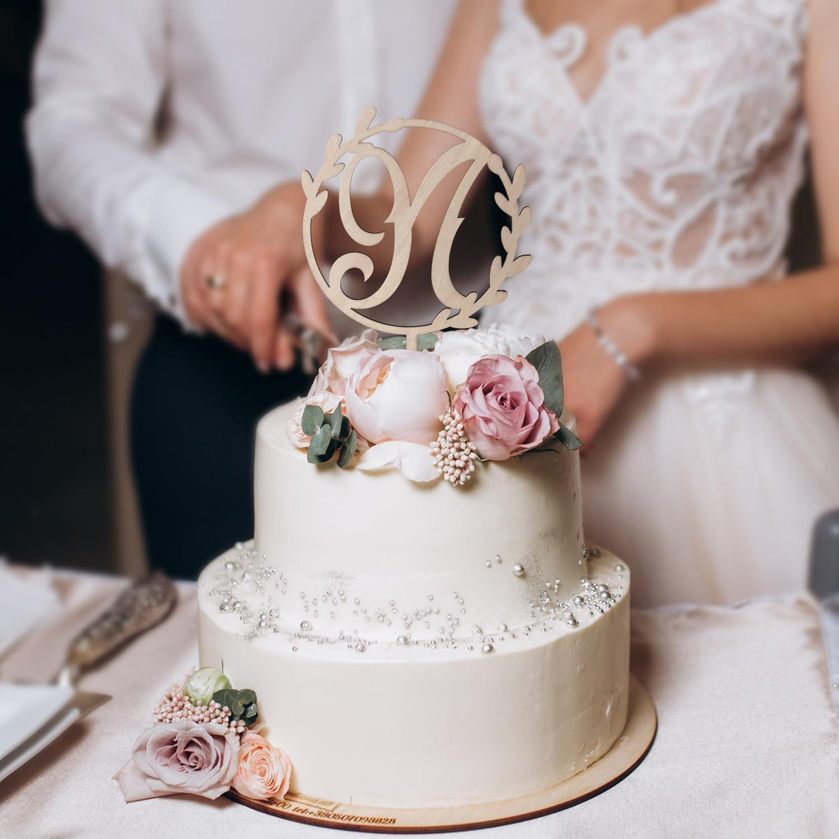 LINGTEER Personalized Inital Letter N Wooden Cake Topper Perfect for Birthday Rustic Wedding Party