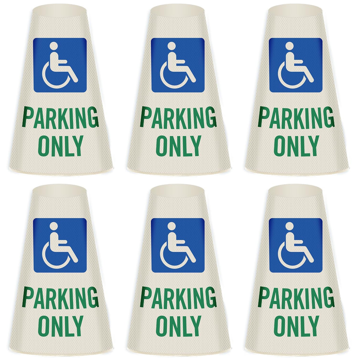SmartSign 6-Pack "Handicapped Parking Only" Reflective Cone Message Sleeve Collar with Symbol