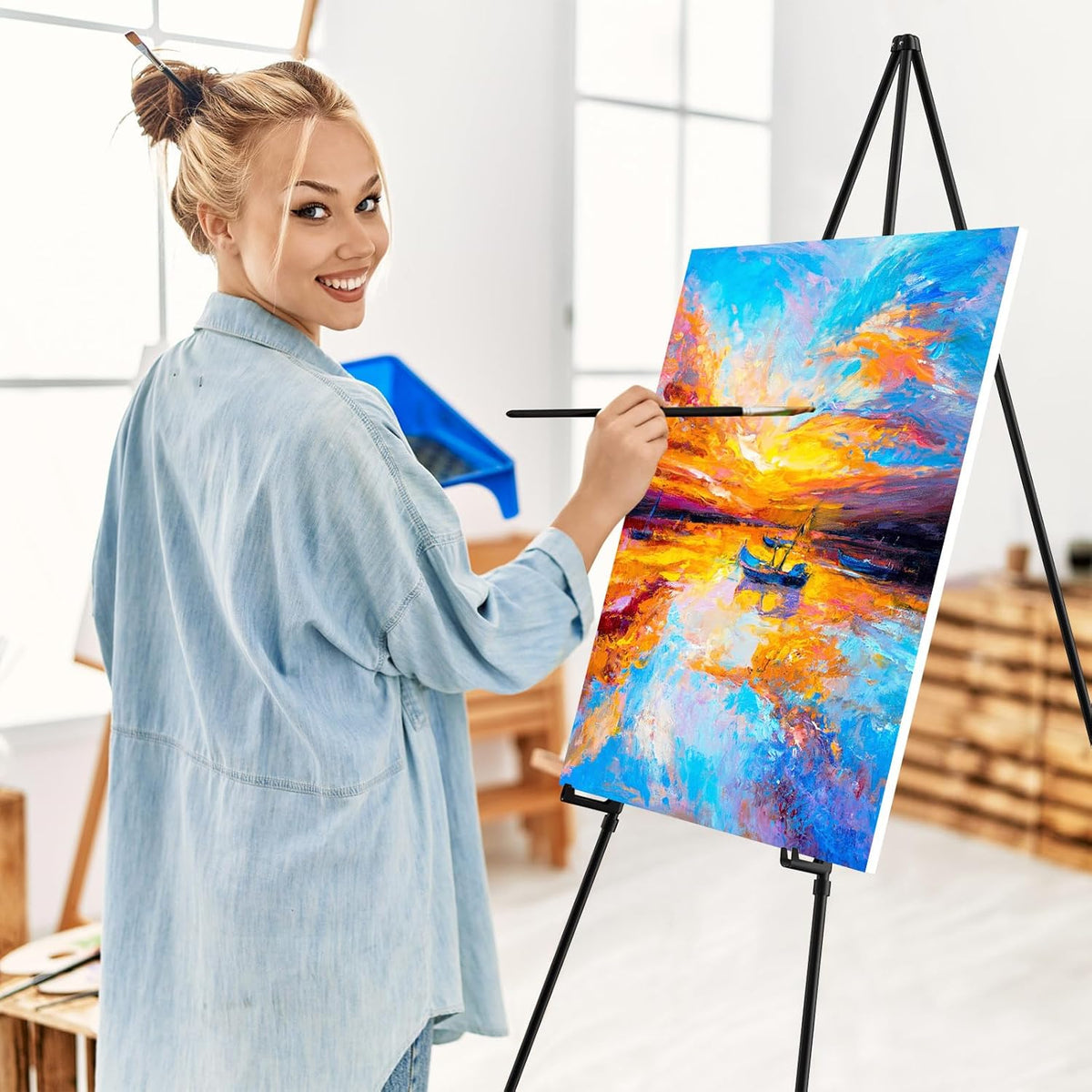 Easel Stand for Sign, 63" Portable Easels Stand for Display, Lightweight Adjustable Tripod Art