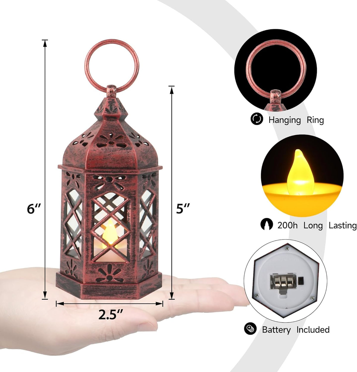 12PCS Mini Lantern with Flicker LED Candle for Halloween Decorations, Small Lanterns Decorative