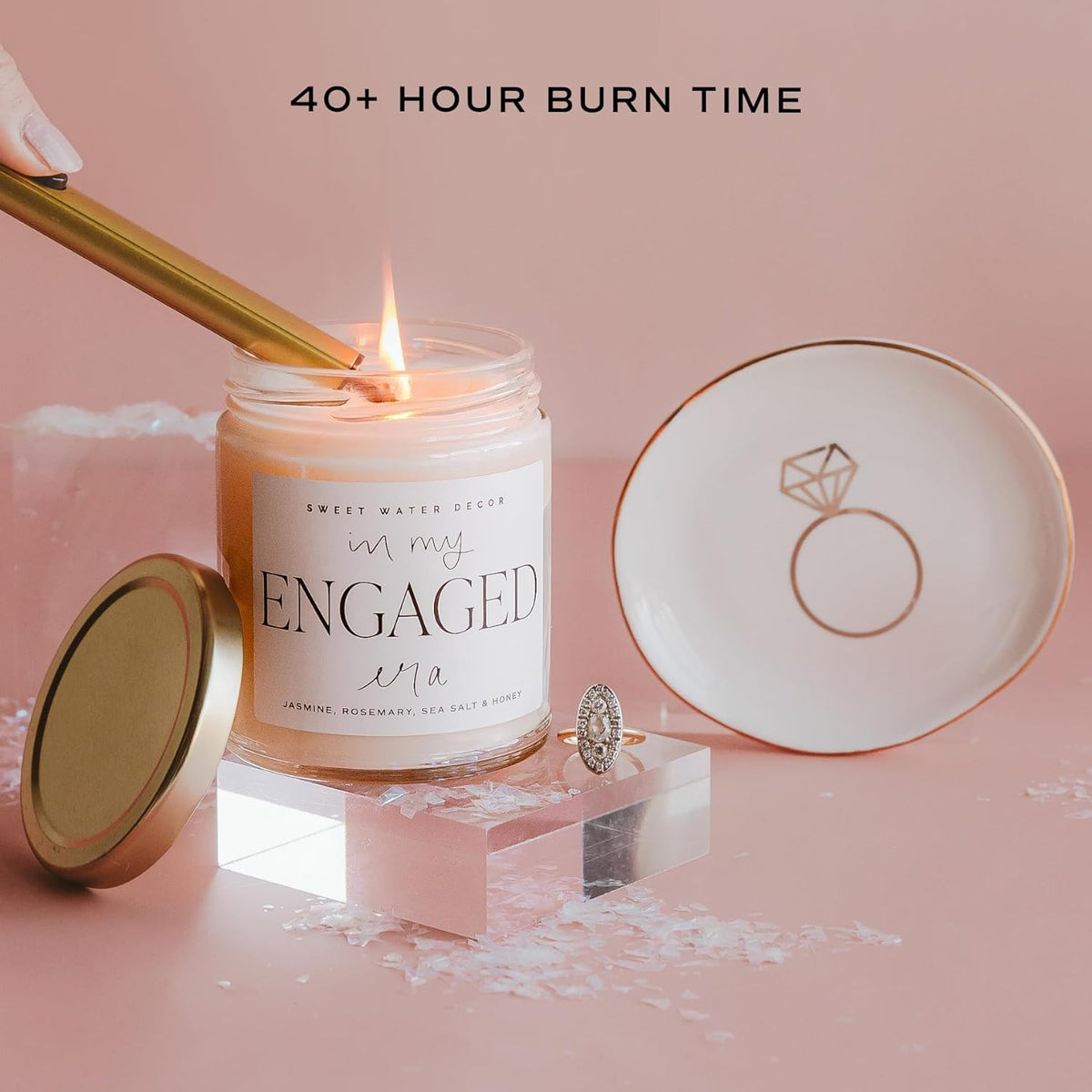 Sweet Water Decor in My Engaged Era Candle - Engagement and Bridal Shower Gifts for Her - 9 oz Soy