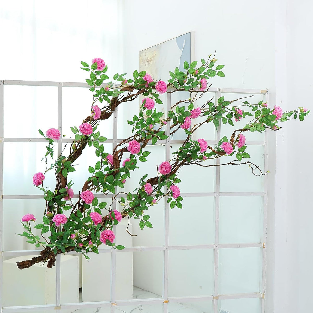 1Pcs 63in Wall Hanging Artificial Plants Tree Trunk Fake Cherry Tree Branches Rattan Liana Cane