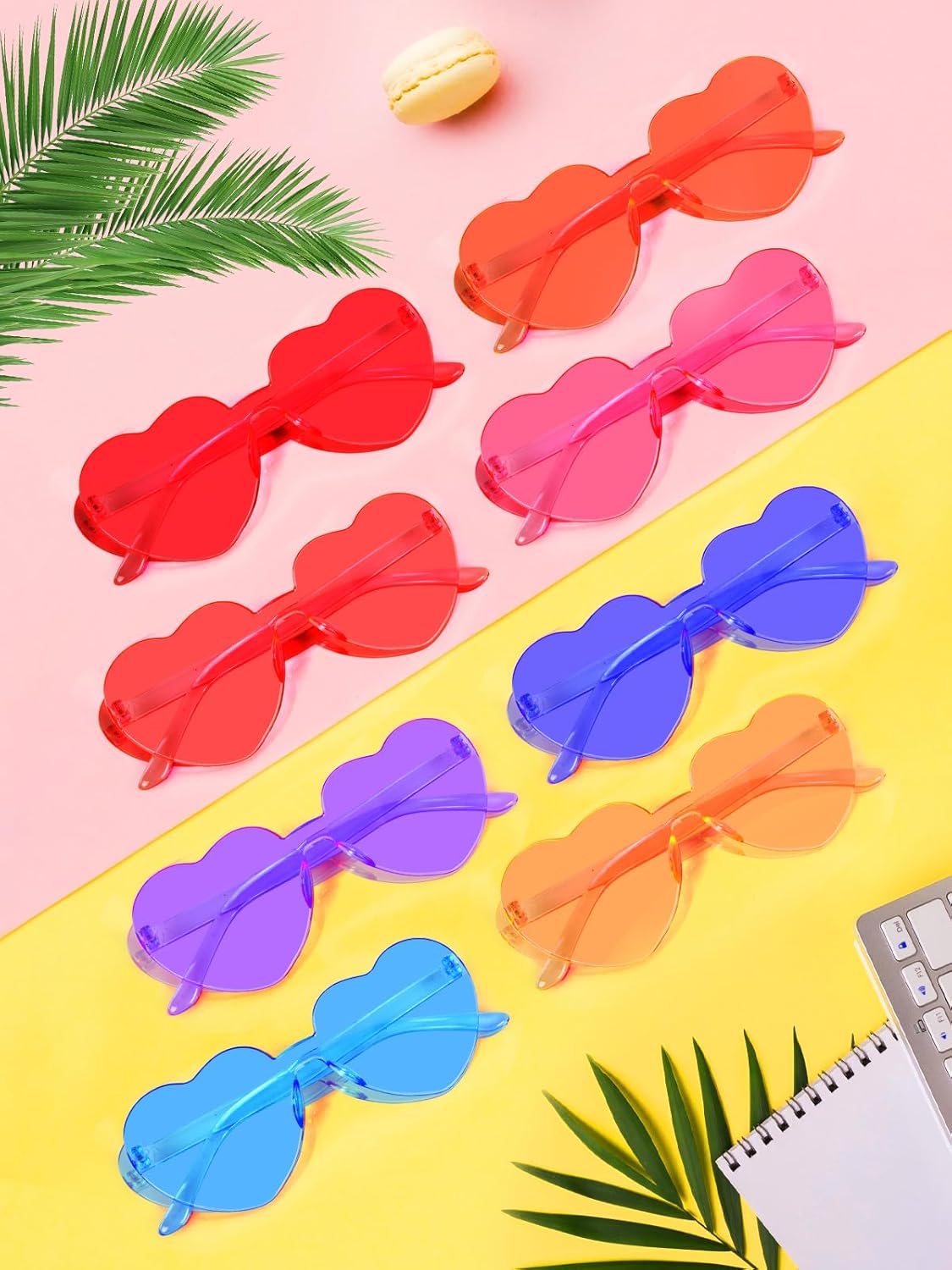 12 Pairs Heart Shaped Sunglasses for Women Colorful Glasses Fun Trendy Transparent Heart Sunglasses