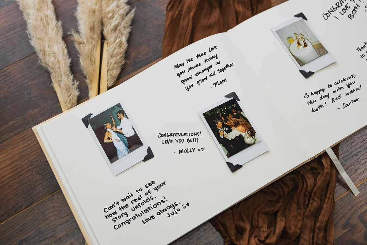 Personalized Guest Book - 11.5" x 8.5" Custom Bride & Groom Names with Bookmark and Hard Cover 140
