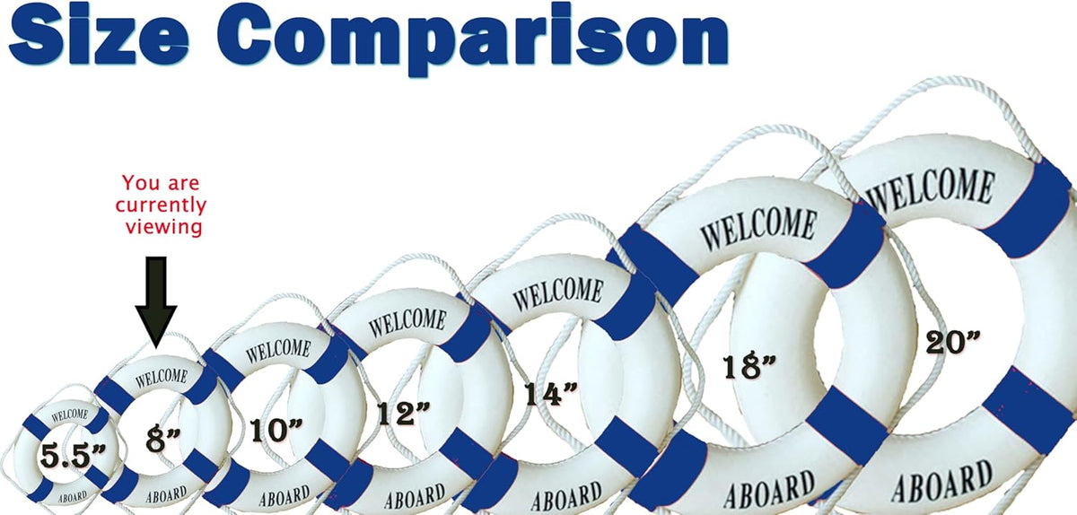 MorroMorn Lifebuoy Wall Hanging Decor - Welcome Aboard Mediterranean Style Home Decoration (Navy