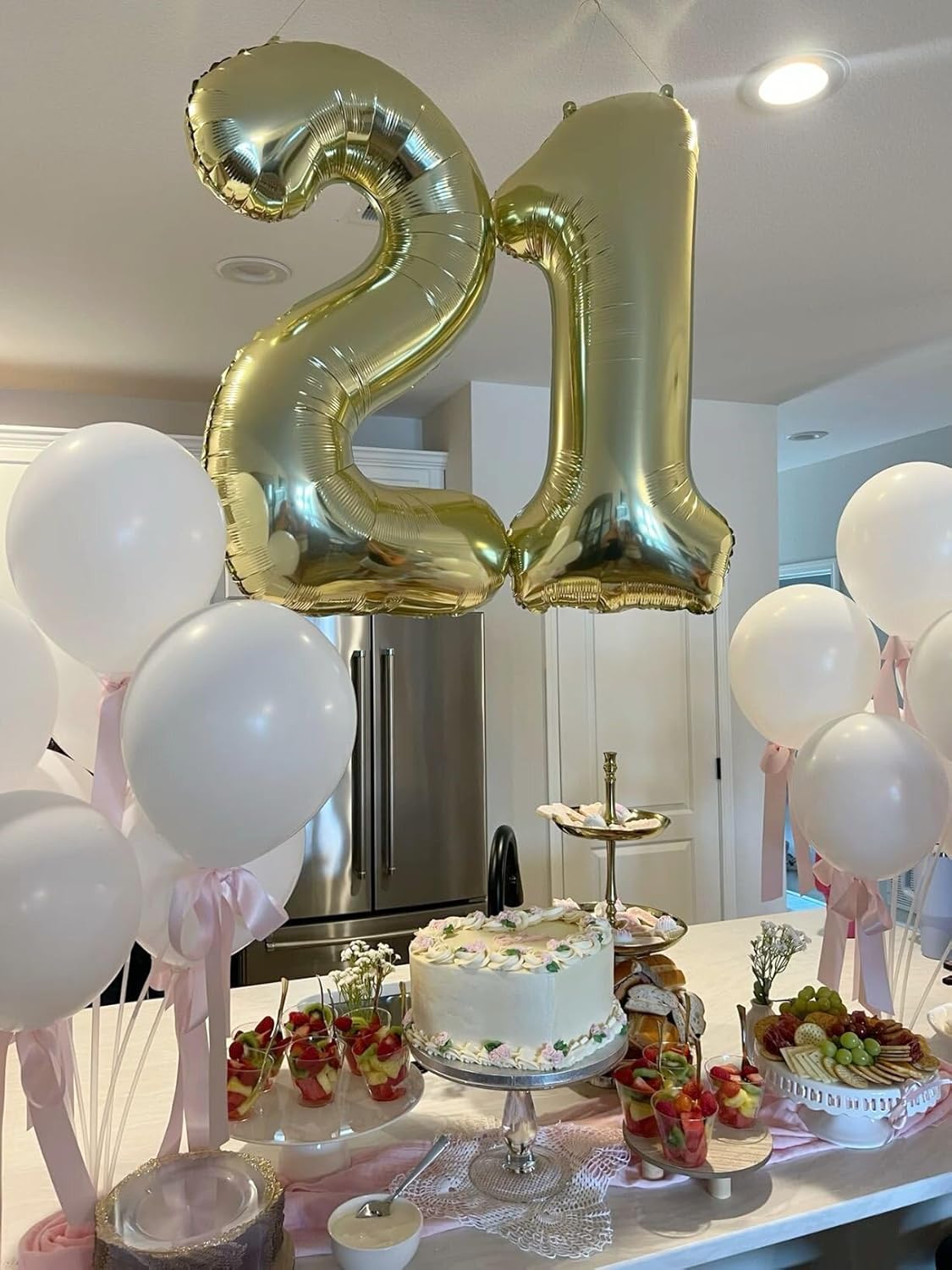 40 Inch Light Gold 3 Large Number Balloon, 3 13 23 30 33 36 Champagne Gold Birthday Party