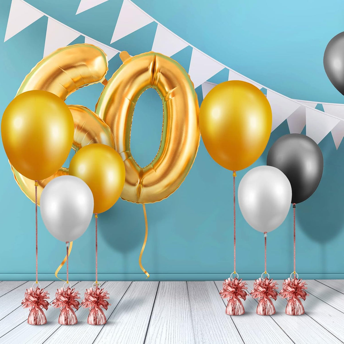 24 Pcs Balloon Weights Metallic Anchor Balloon Holder for Helium Balloons Heavy Table Weights and 1