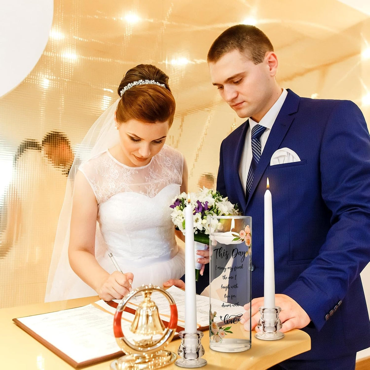 Irenare Unity Candles with Holder for Wedding Ceremony Wedding Decortions Accessories Glass Candle