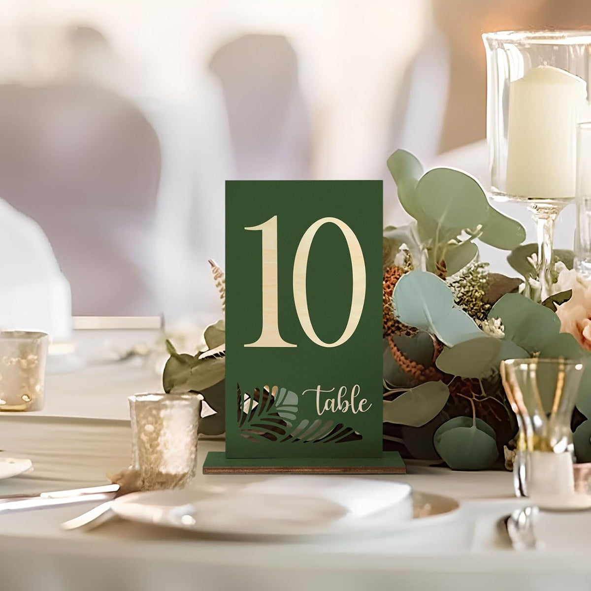 Wooden Table Numbers 1-25,3.2x5.8 Inch Double Sided Rustic Olive Green Wedding Table Number Signs