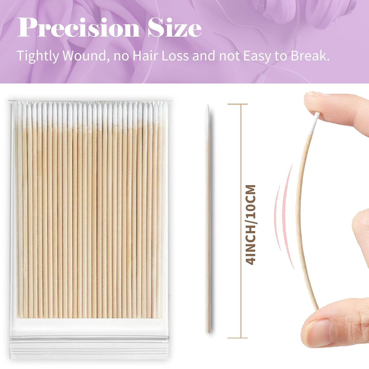 200PCS Pointed Cotton Swabs - Precision Tip Cotton Swabs - 4 Inch Microblading Cotton Swabs