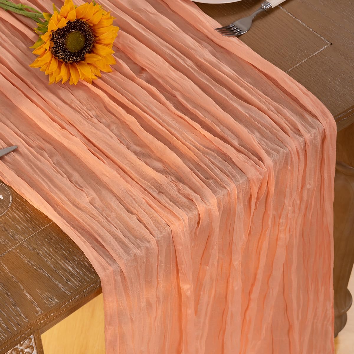 Peach Cheesecloth Table Runner 4 Pack Fall Table Runners Boho Gauze 120 Inches Cheese Cloth Fall