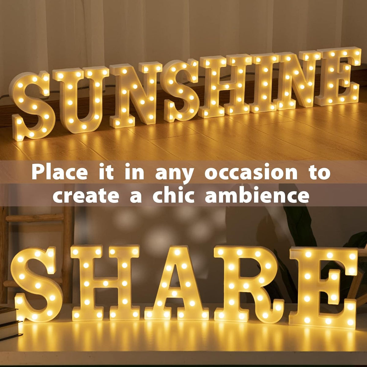 HXWEIYE Light Up Letters LED Marquee Letters Light Sign 26 Alphabet and 10 Number Lights Letter for