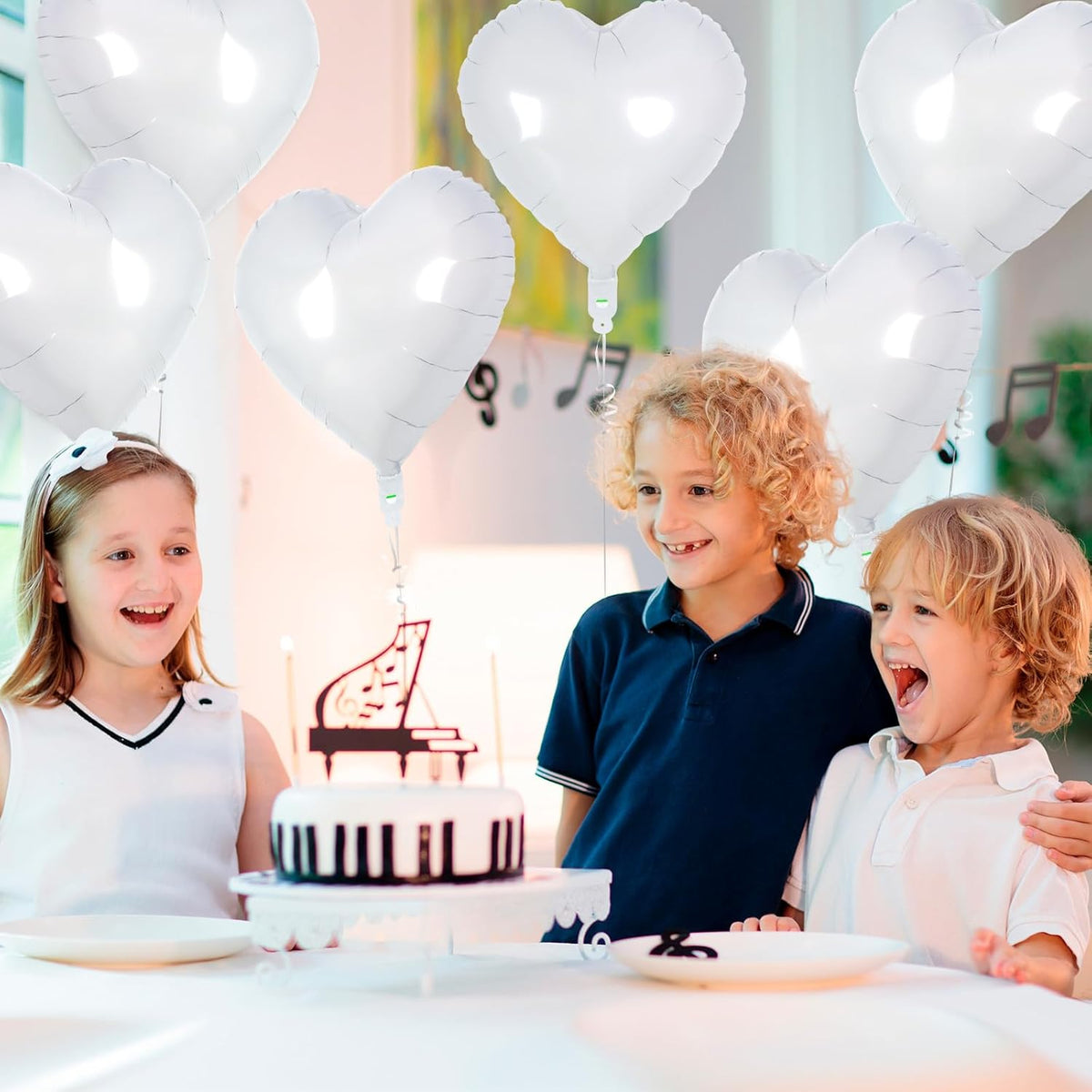 24 White Heart Balloons, 18 inch Heart Shape Foil Balloons for Love, Valentine, Birthday, Wedding