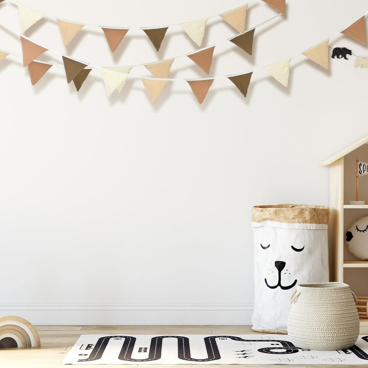 Oudain 15.5 ft Pennant Banner Flags, 2 Pcs Nursery Garland Triangle Bunting Flag Baby Banner for
