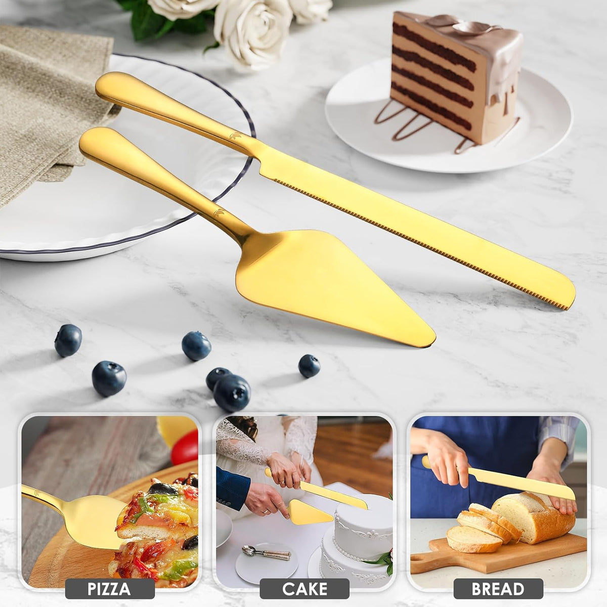Cake Cutting Set for Wedding - Extended Cake Knife And Server Set Thickened Stainless Steel Cake