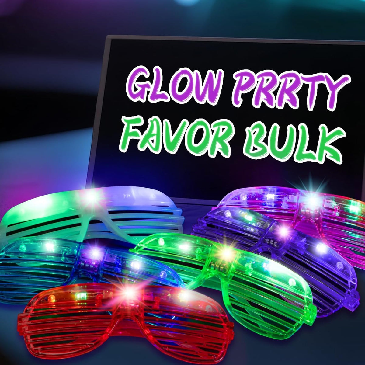 150 Pack 6 Neon Color Halloween Party Favors, Glow in The Dark Glasses for Kid Adult, LED Light Up